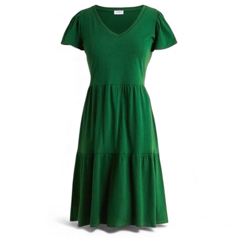 NWT J.Crew Tiered Knit Mini Dress Green Size M